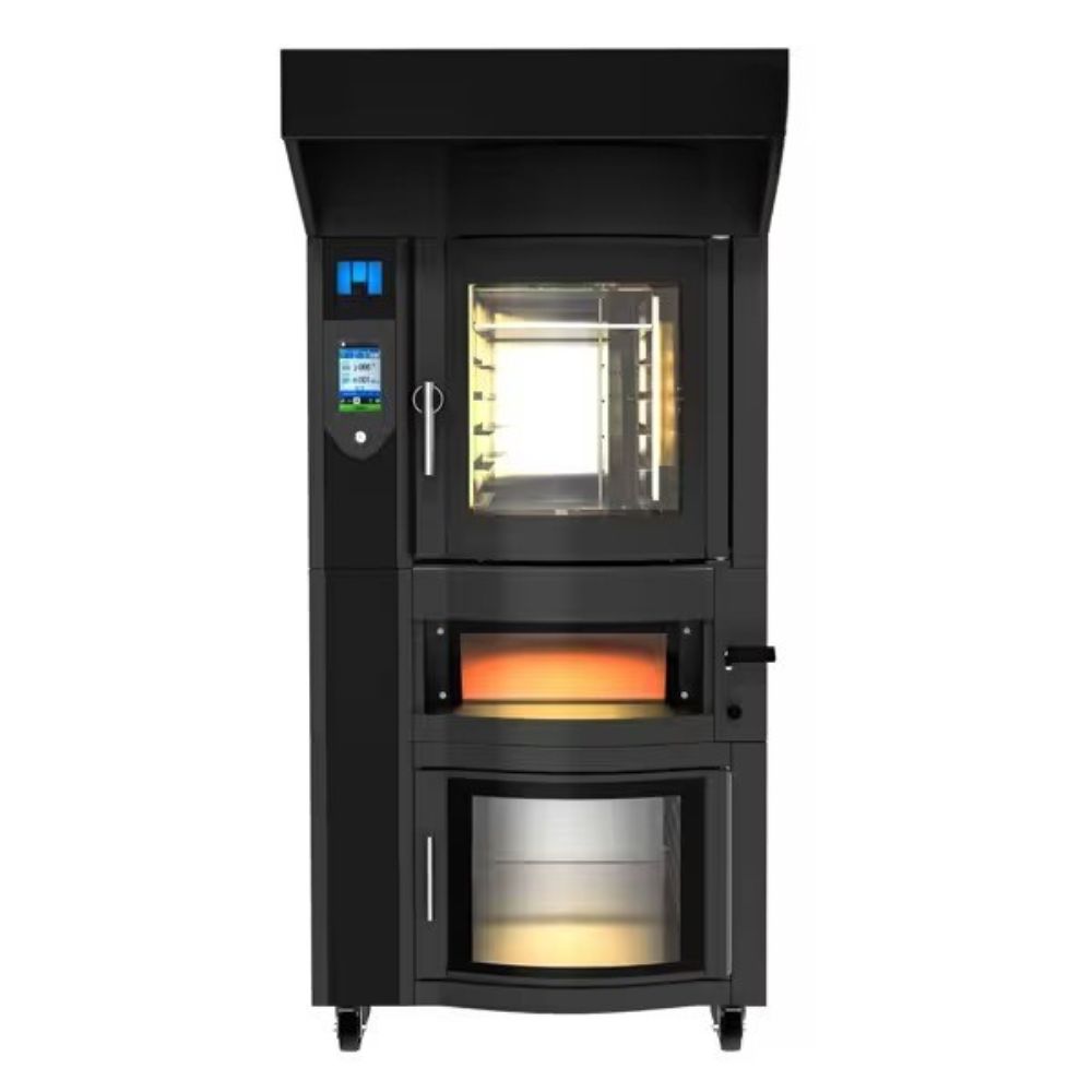 Forno elettrico rotante a convezione per panetteria con funzione vapore - Touch - 6x EN 600x400 - incl. forno per pizza, cappa e Armadio di lievitazione